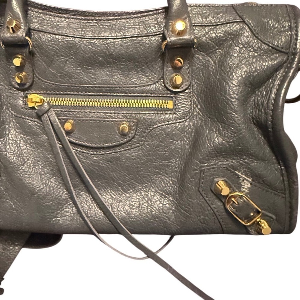 Balenciaga Classic City Bag grey Lambskin Gold Giant Hardware Handbag crossbody